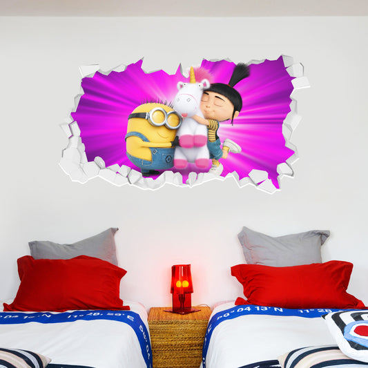 Despicable Me Fluffy Agnes and Minion Broken Wall Sticker