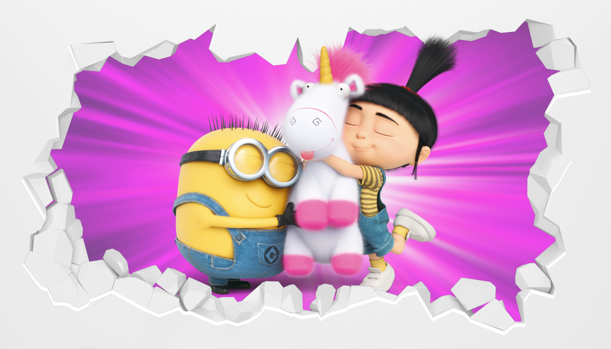 Despicable Me - Fluffy Agnes and Minion Broken Wall Sticker