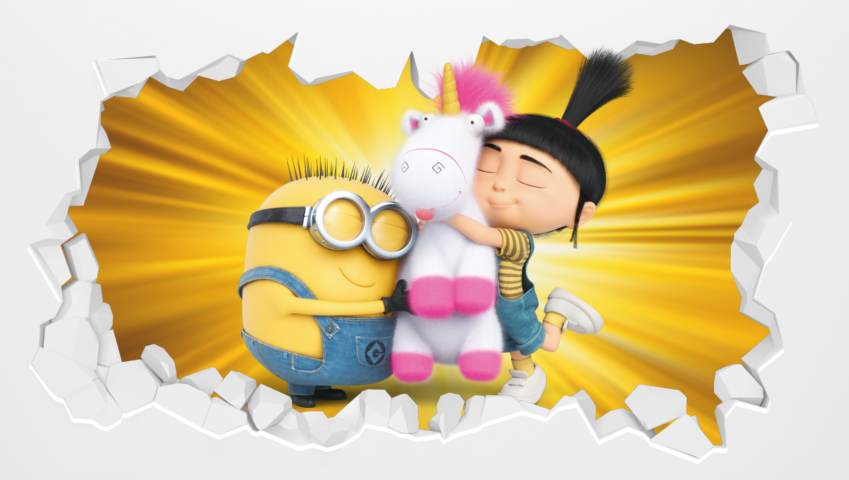 Despicable Me - Fluffy Agnes and Minion Broken Wall Sticker