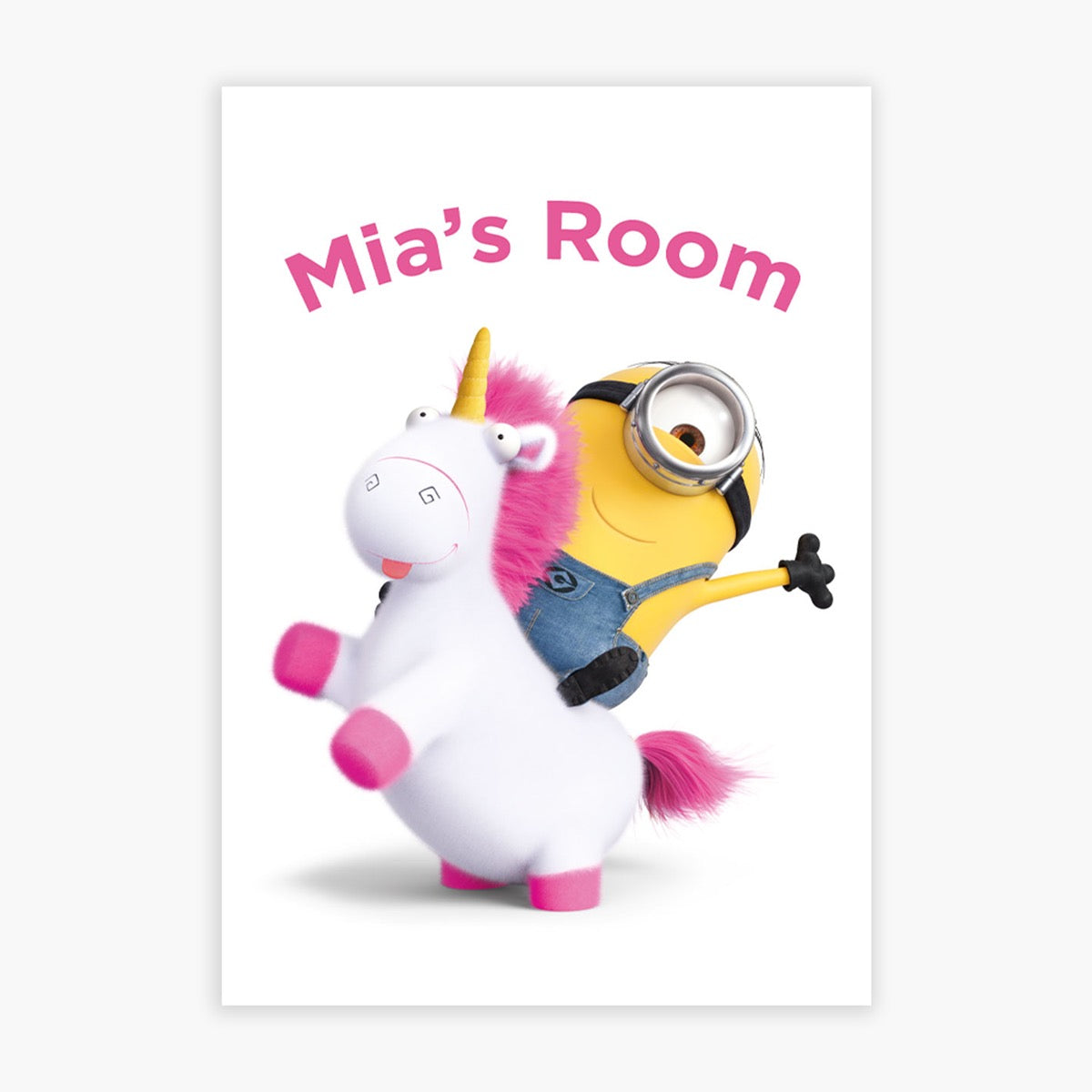 Minions Print - Minion and Fluffy Unicorn Personalised Name