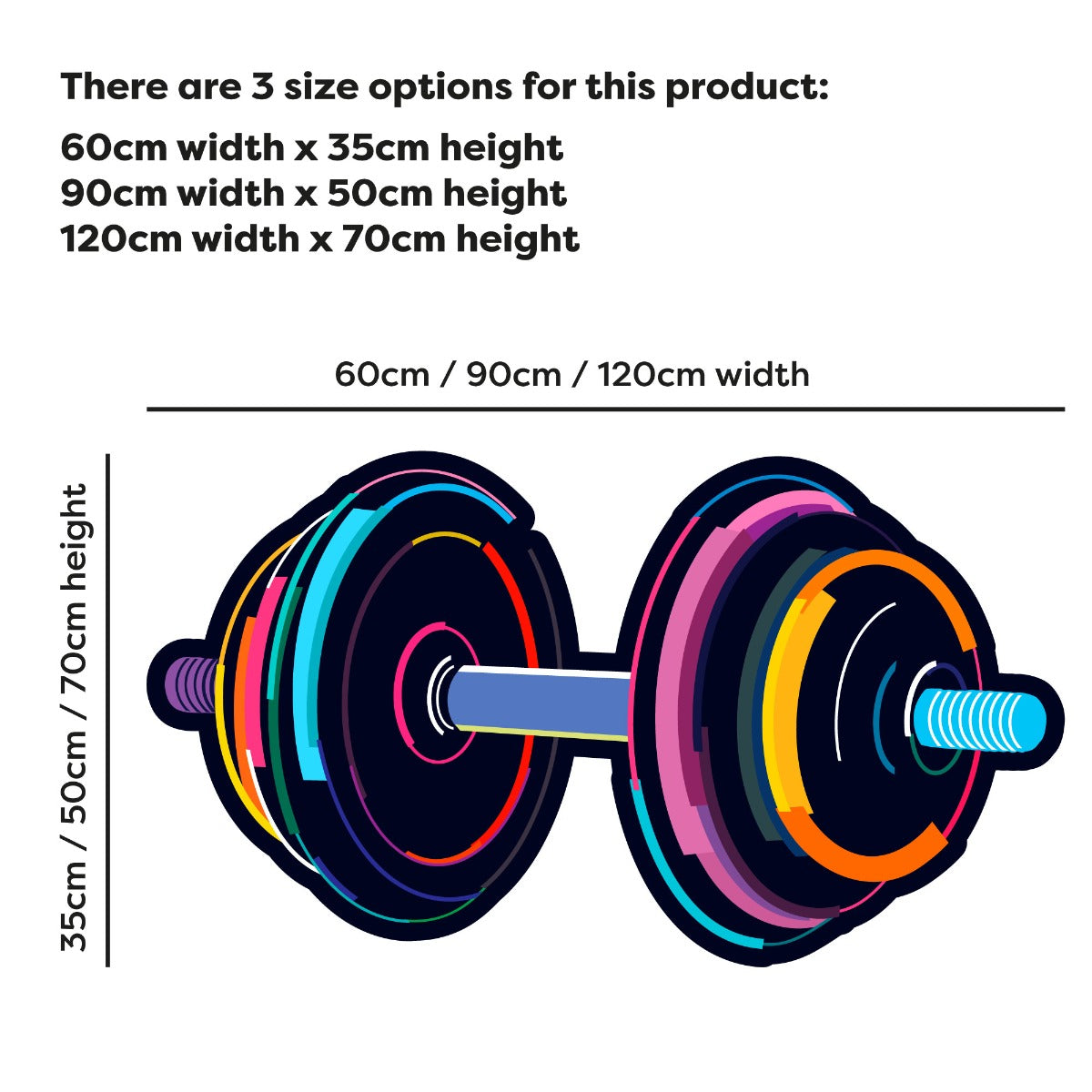 Gym Wall Sticker - Multi Colour Gym Dumbbell