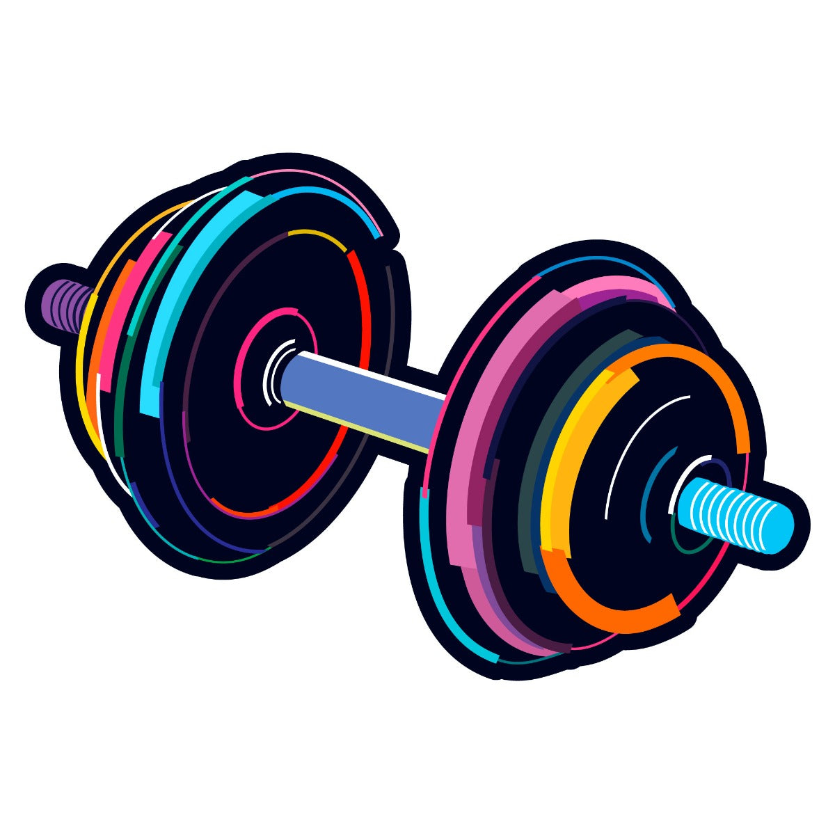 Gym Wall Sticker - Multi Colour Gym Dumbbell