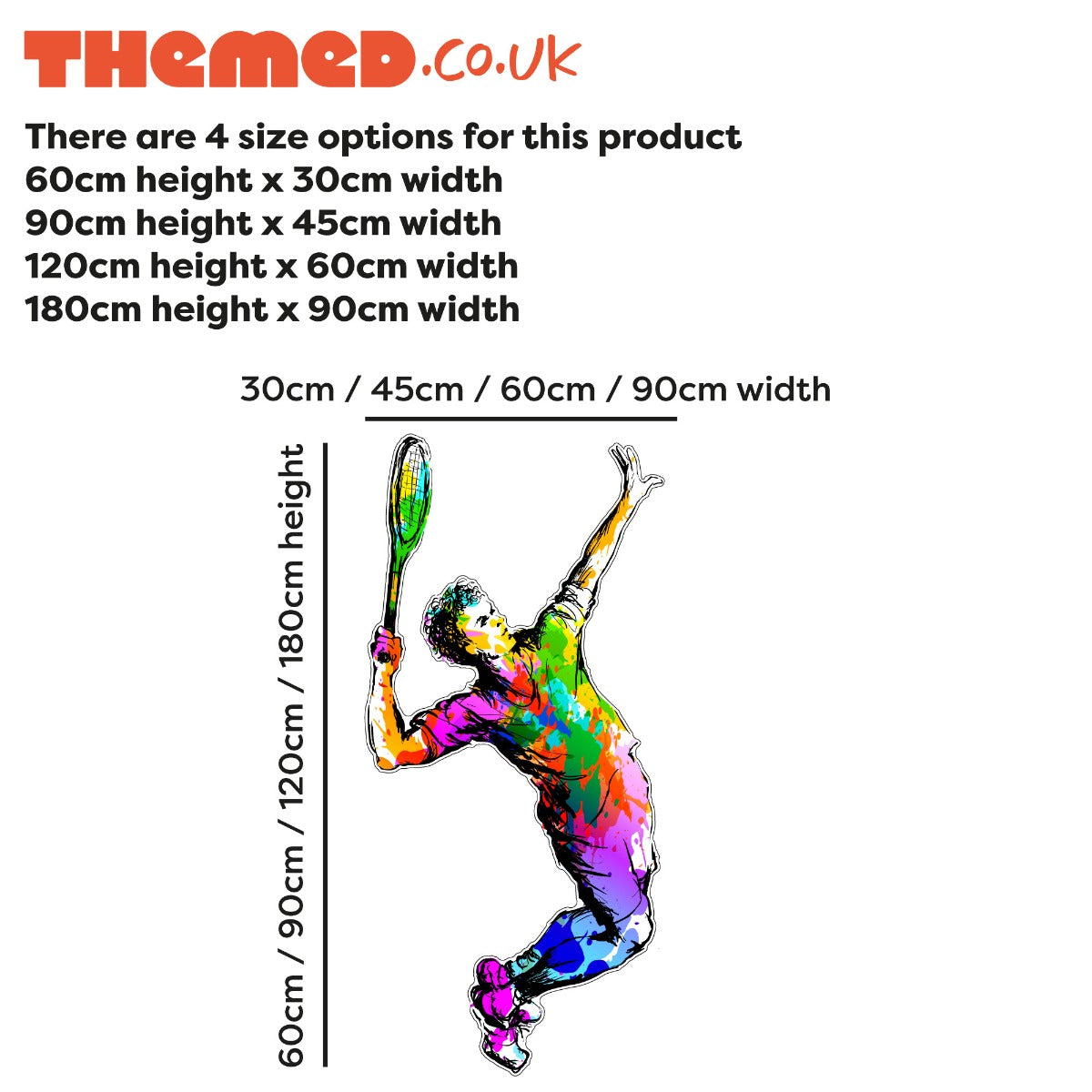 Multi Colour Paint Splatter Tennis Player