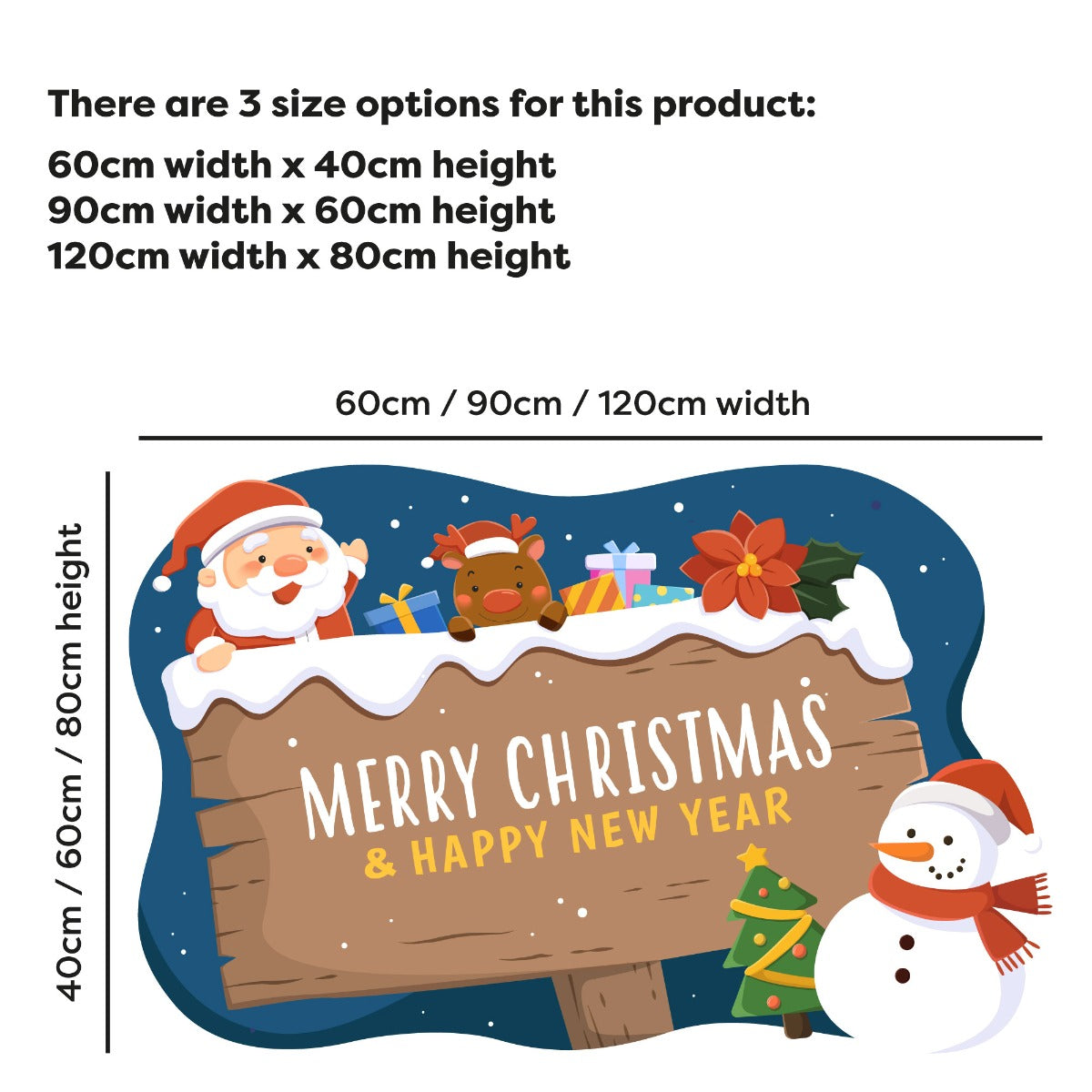 Night Time Merry Christmas Wooden Sign Wall Decal