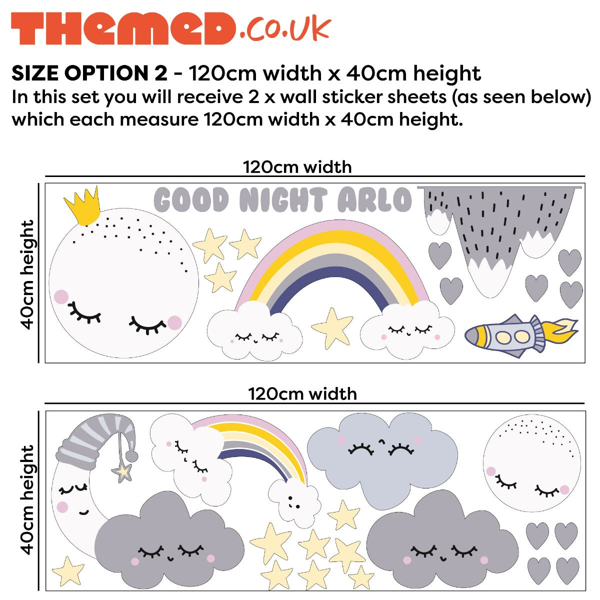Personalised Night Time Nursery Wall Sticker Set