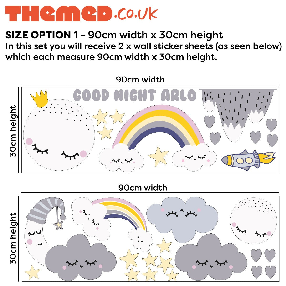 Personalised Night Time Nursery Wall Sticker Set