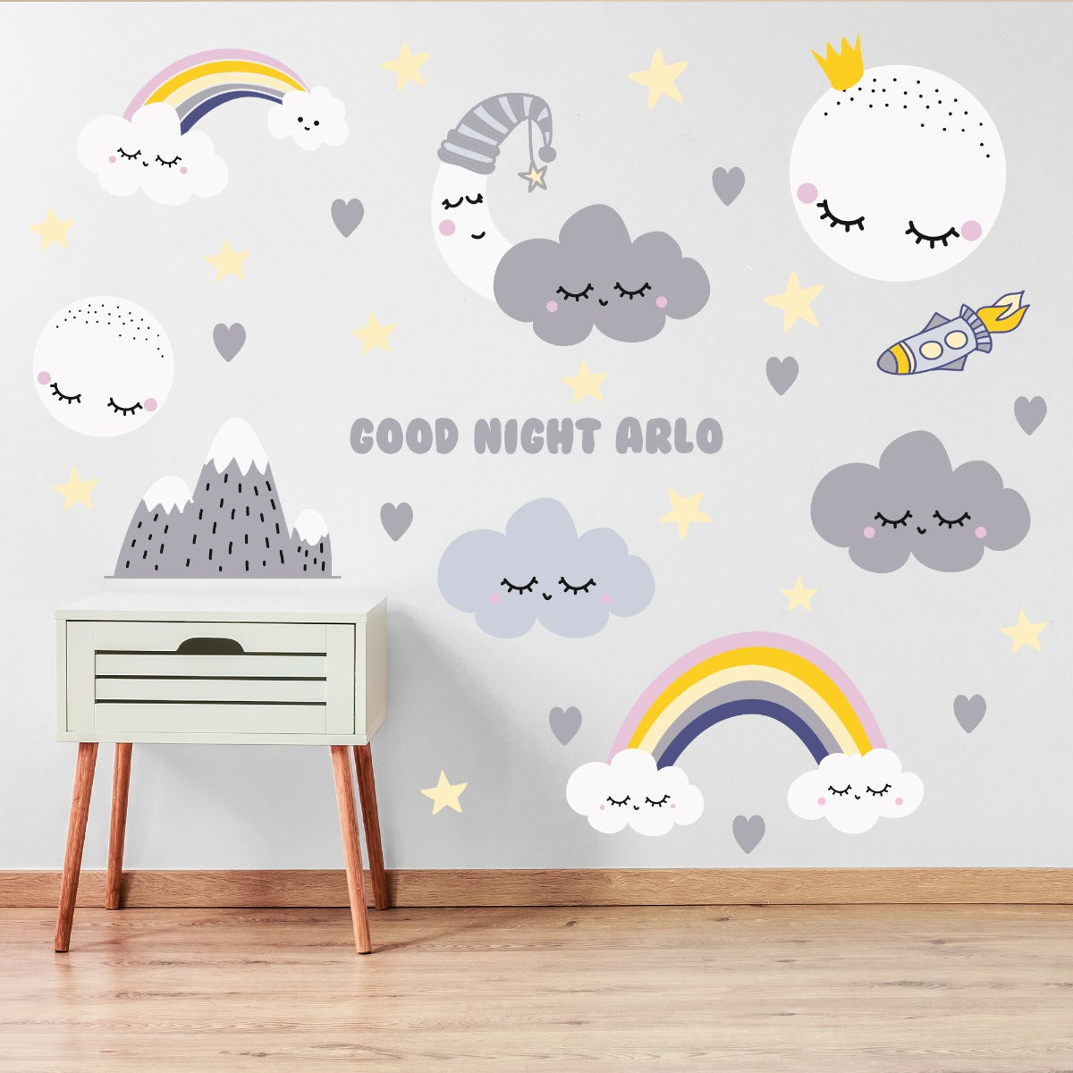 Personalised Night Time Nursery Wall Sticker Set