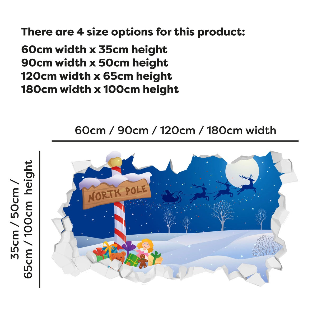 North Pole Sign Broken Wall Decal