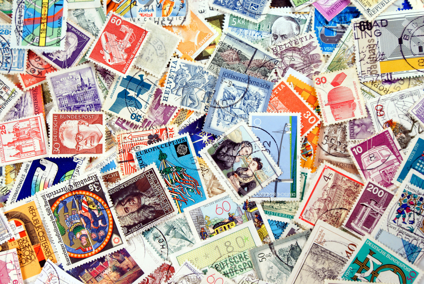 Old Postage Stamps Wall Mural
