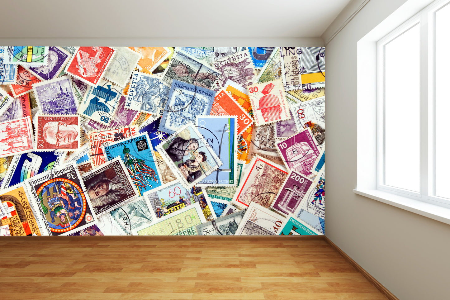 Old Postage Stamps Wall Mural