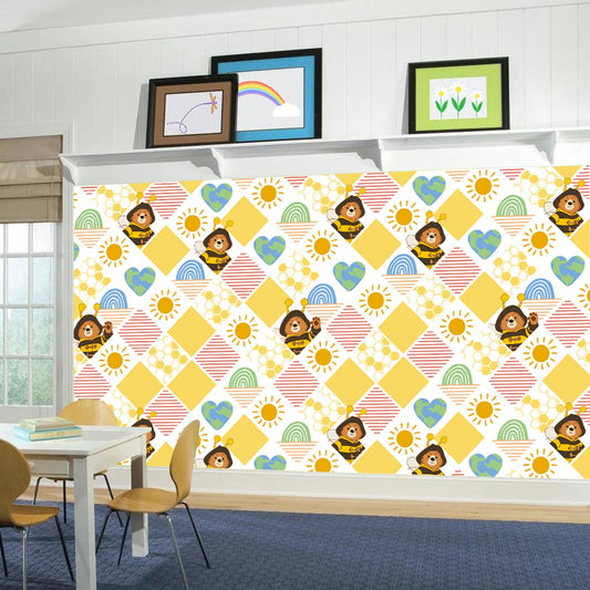 Paddington TV Mural - Bee Pattern Full Wall Mural