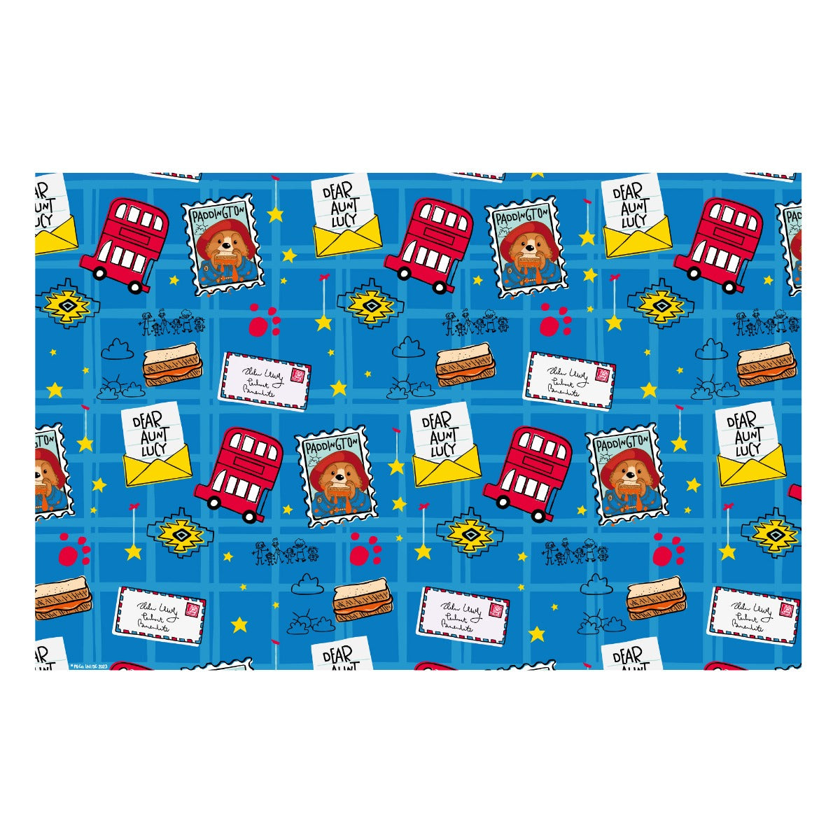 Paddington TV Mural - Blue Pattern Full Wall Mural