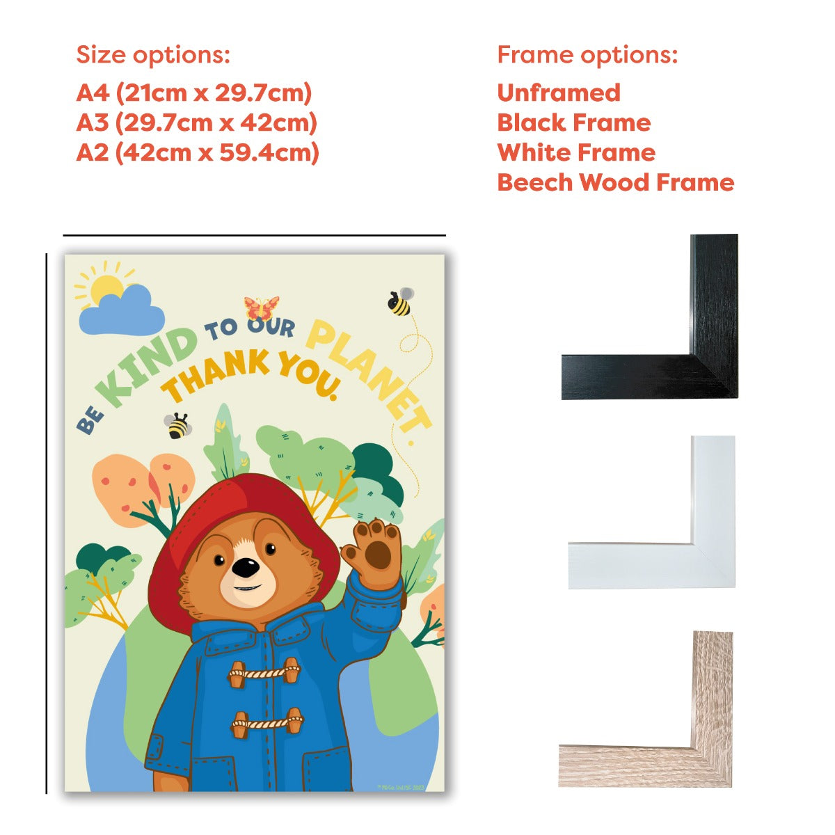 Paddington Bear TV Print- Be Kind to Our Planet Wall Art