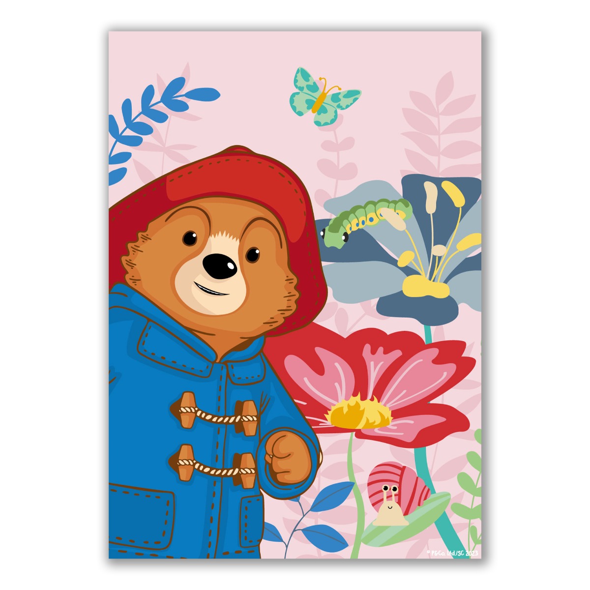 Paddington Bear TV Print - Pink Flowers Wall Art