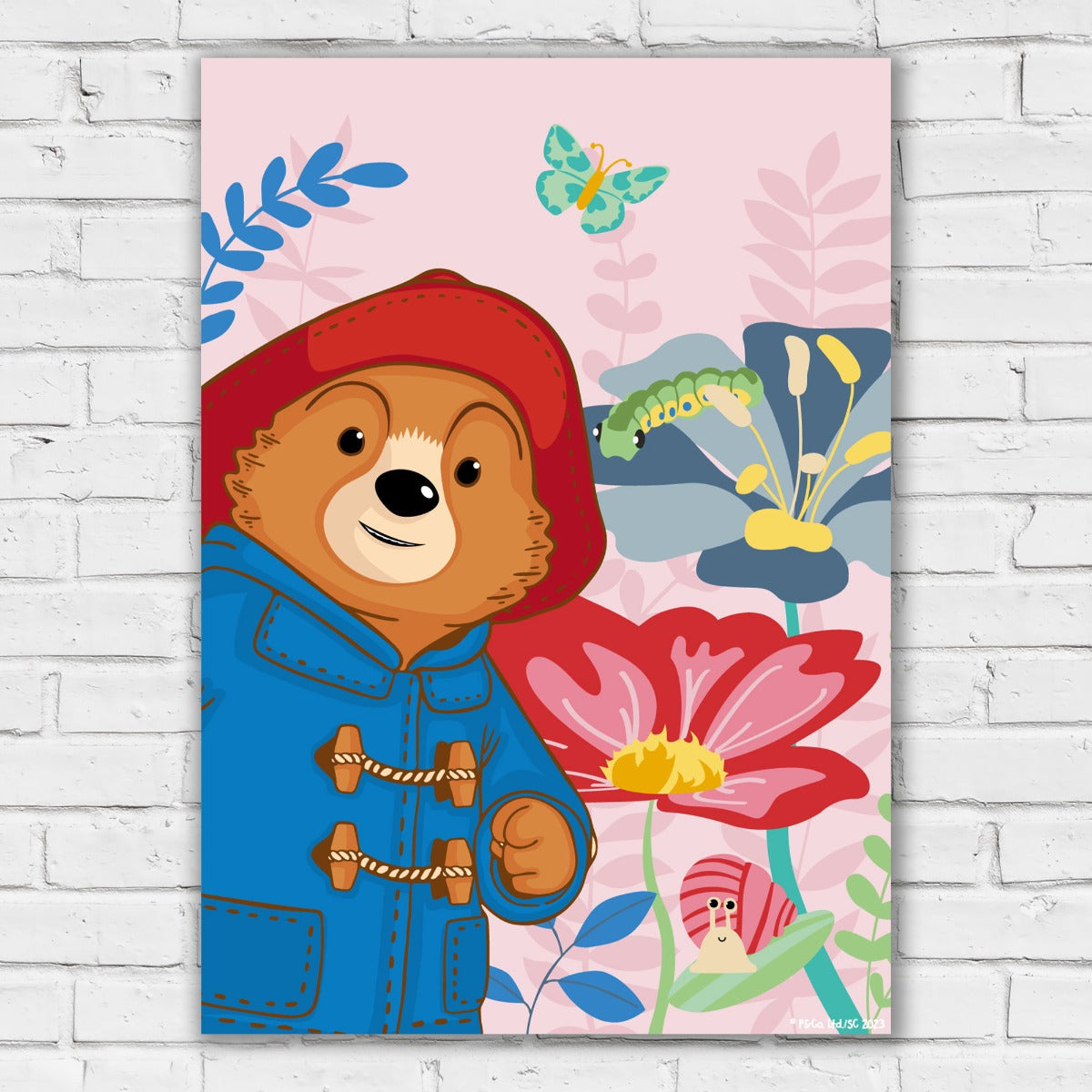 Paddington Bear TV Print - Pink Flowers Wall Art