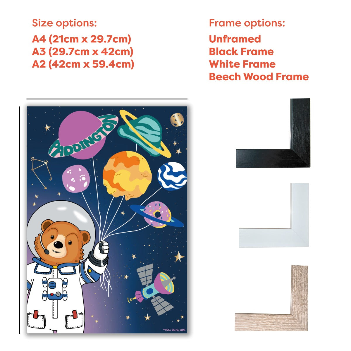 Paddington Bear TV Print - Space Planet Balloons Wall Art