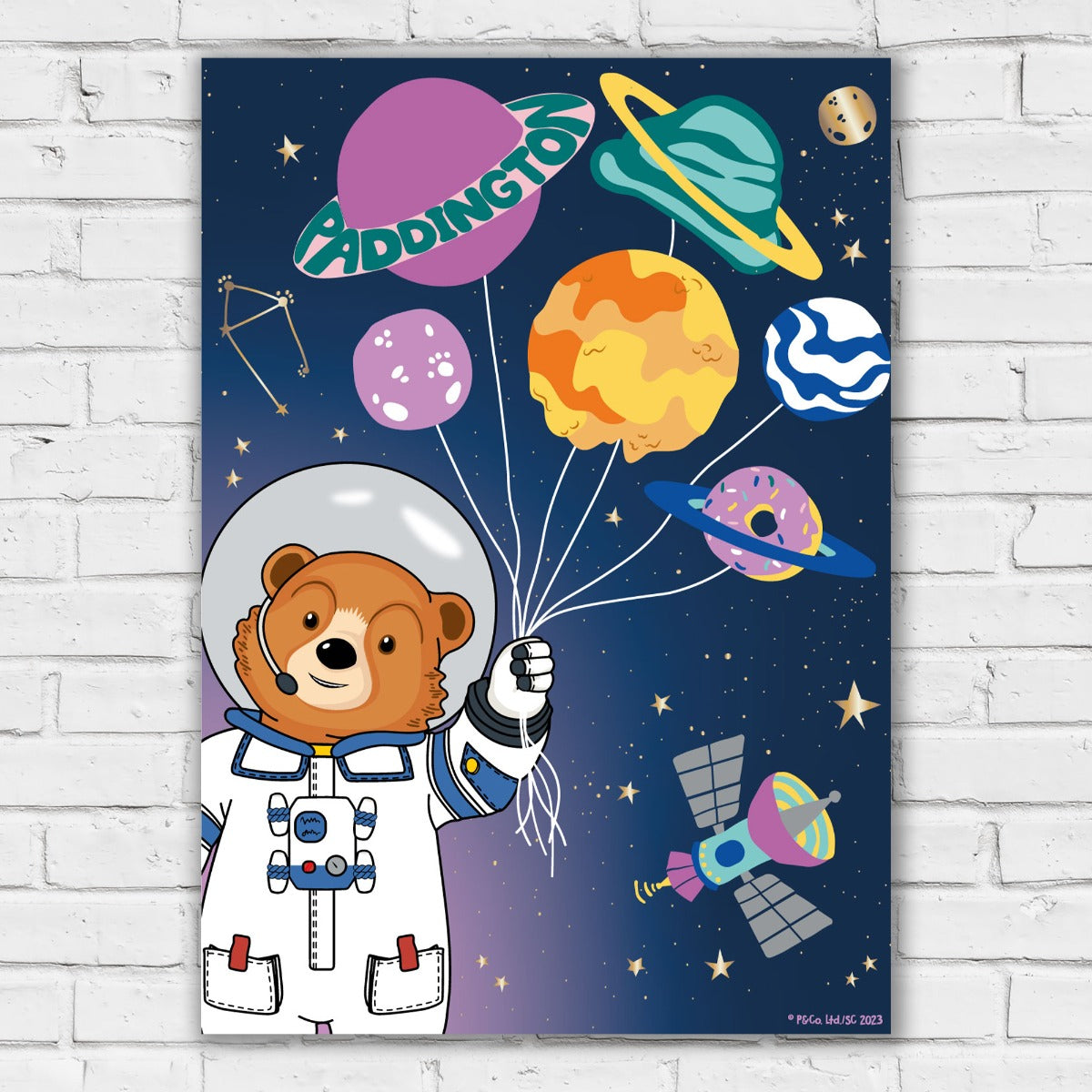 Paddington Bear TV Print - Space Planet Balloons Wall Art