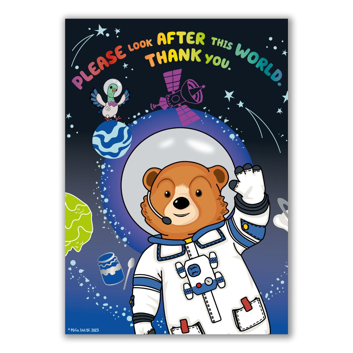 Paddington Bear TV Print - Space Please Look After This World Wall Art
