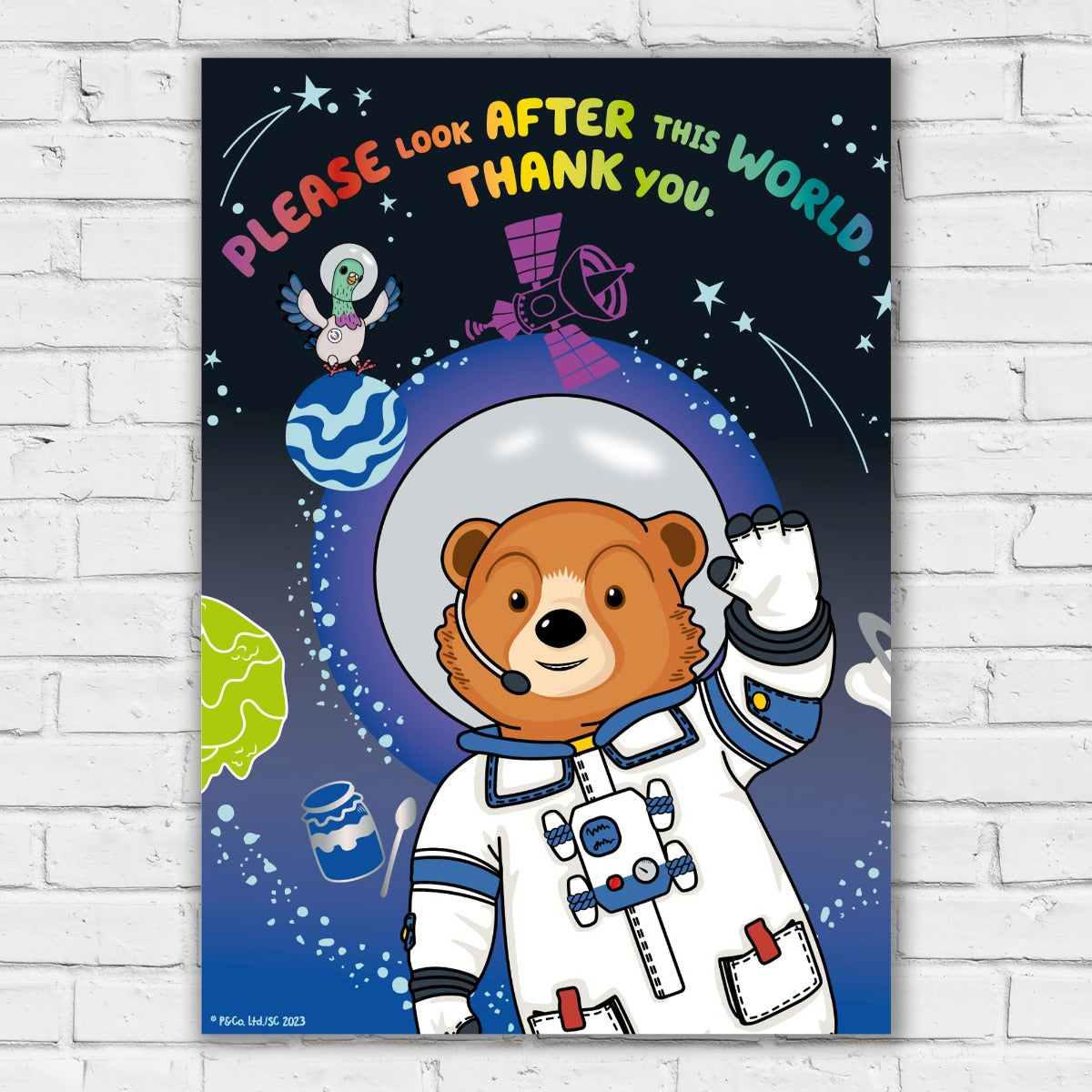 Paddington Bear TV Print - Space Please Look After This World Wall Art