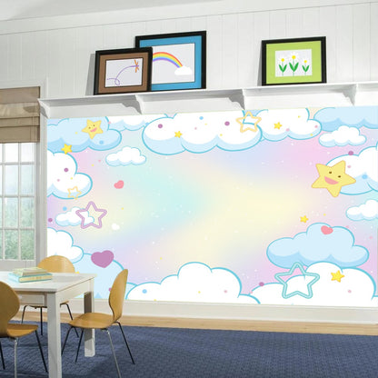 Nursery Wall Mural - Pastel Clouds and Stars