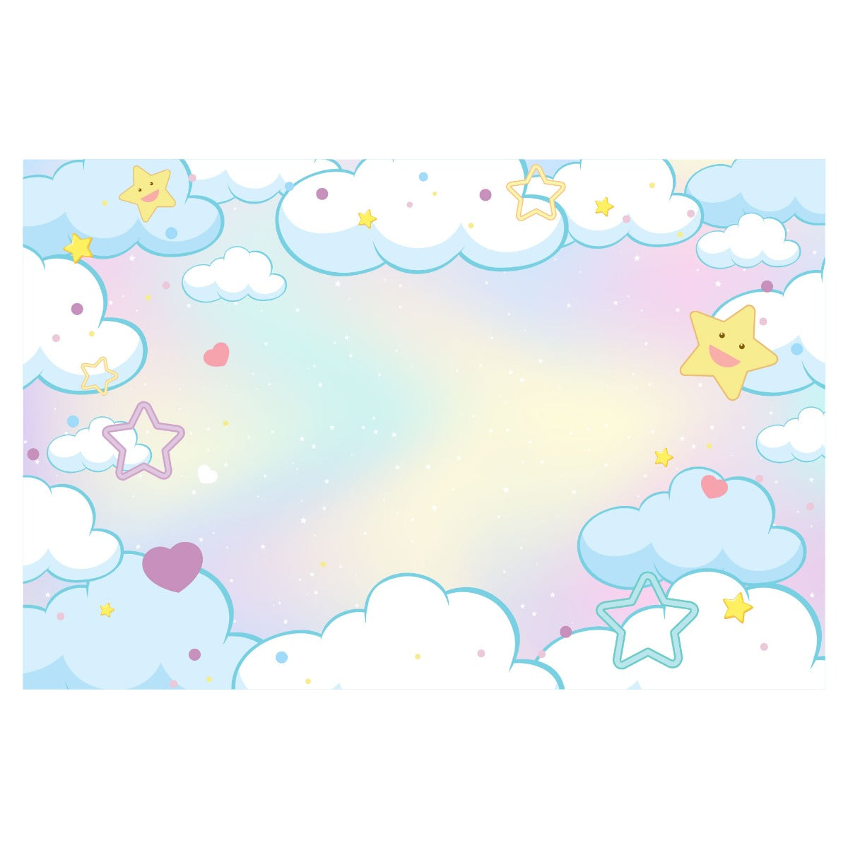 Nursery Wall Mural - Pastel Clouds and Stars