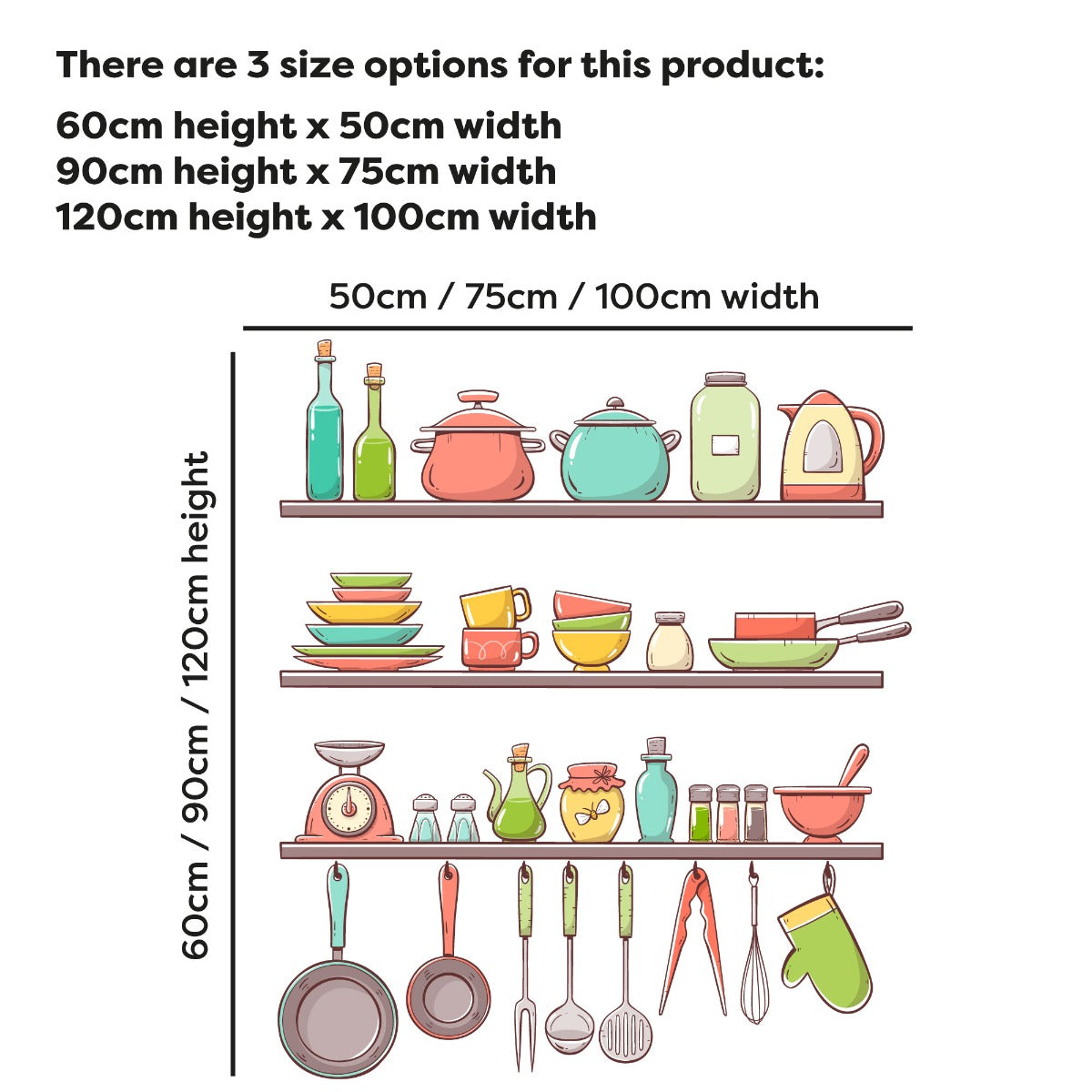Kitchen Wall Sticker - Pastel Colour Shelves