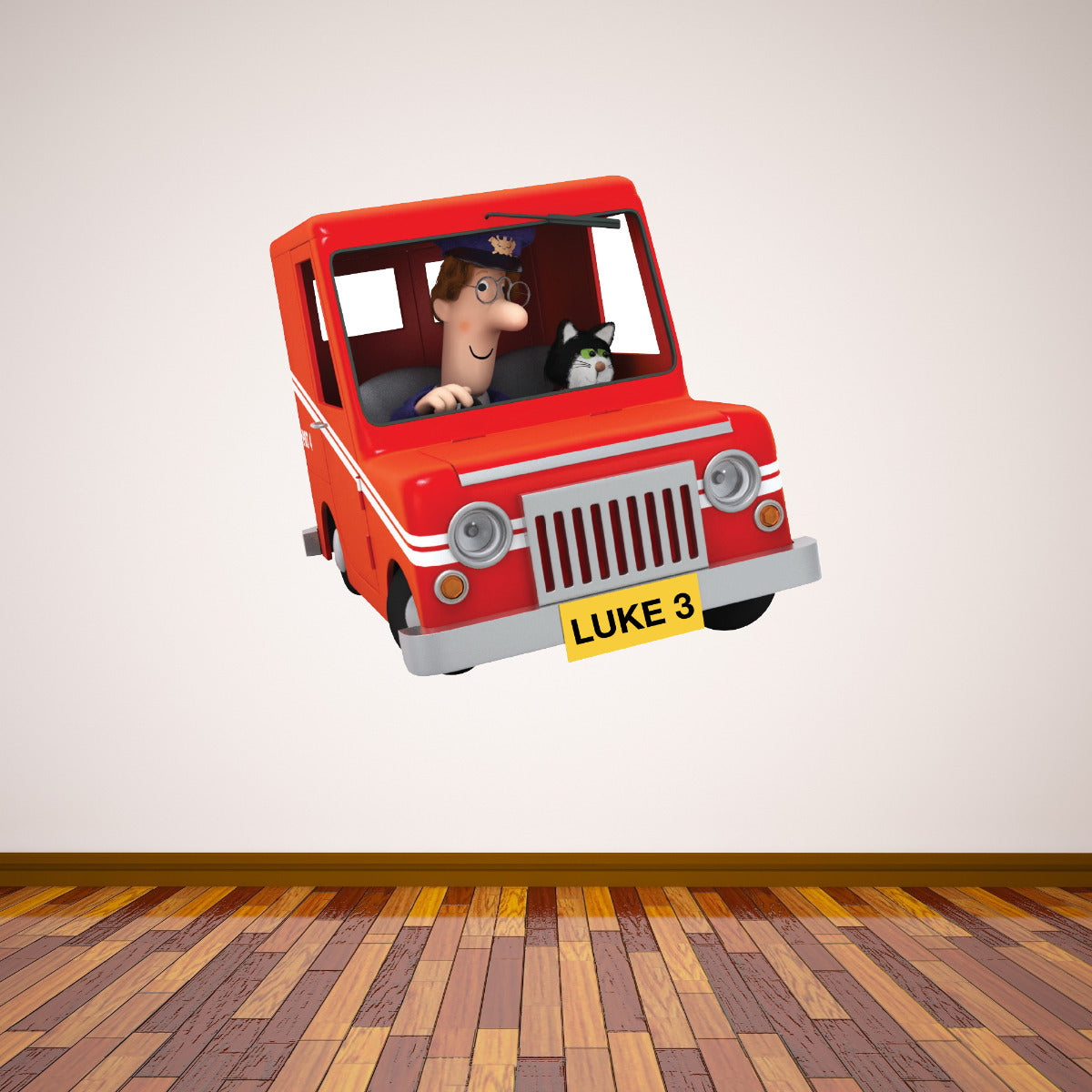 Postman Pat Personalised Number Plate Van Wall Sticker
