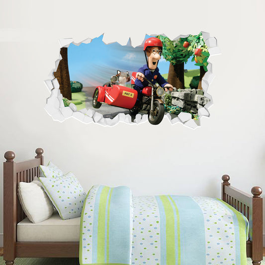 Postman Pat Bike Broken Wall Sticker