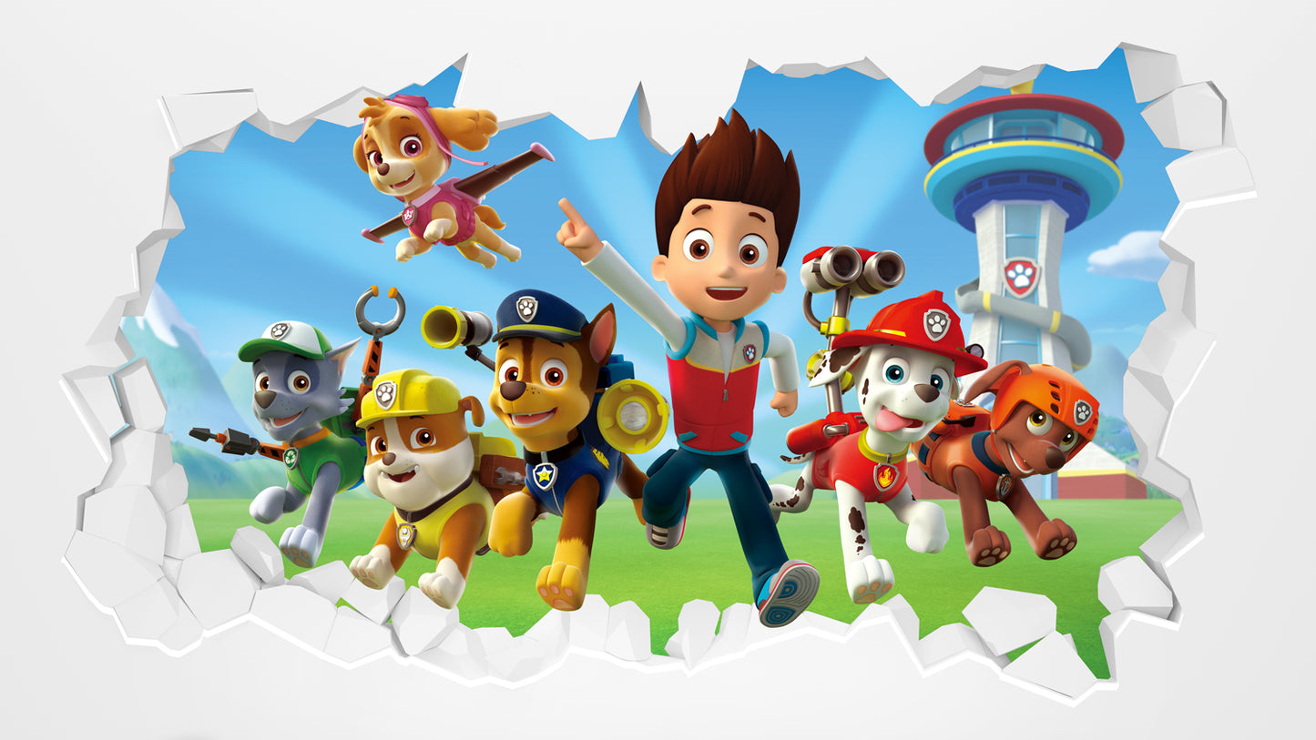 Paw Patrol Group With Ryder Broken Wall Sticker