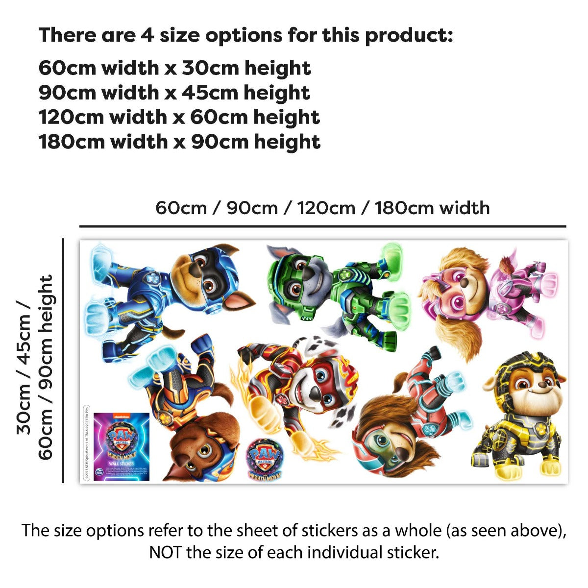Paw Patrol The Mighty Movie Characters Wall Sticker Set