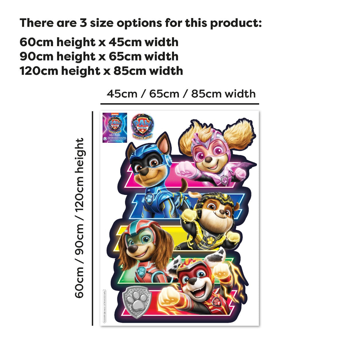 Paw Patrol The Mighty Movie Group Colour Panels Wall Sticker