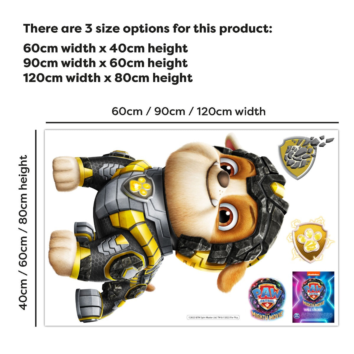 Paw Patrol The Mighty Movie Rubble Wall Sticker
