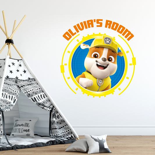 Paw Patrol Rubble Personalised Wall Sticker