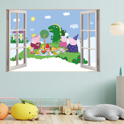 Peppa Pig Wall Sticker - Peppa and Family Fairytale Picnic Window