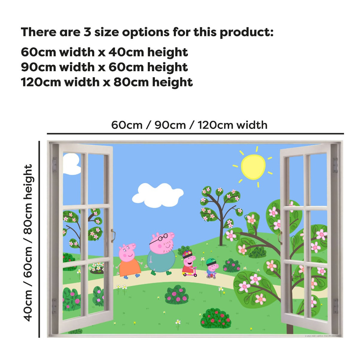 Peppa Pig Wall Sticker - Peppa and Family Park Scene Window Wall