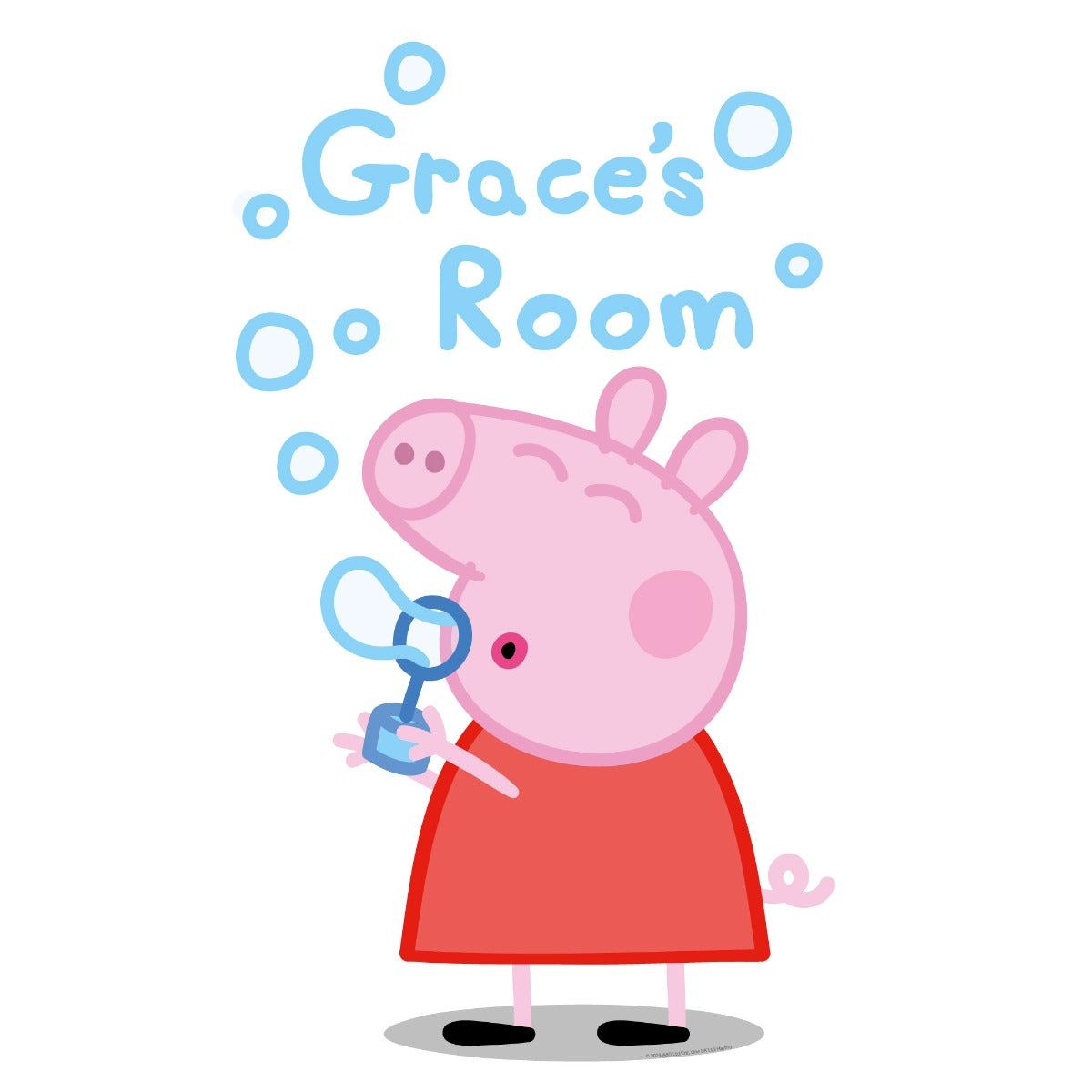 Peppa Pig Wall Sticker - Peppa Blowing Bubbles Personalised Name