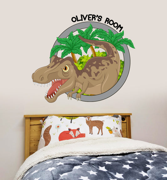 Dinosaur Wall Sticker Personalised Name Dino Circle