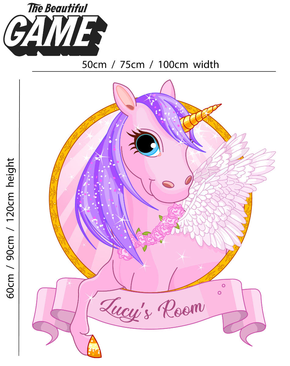 Unicorn Wall Sticker Personalised Name Circle