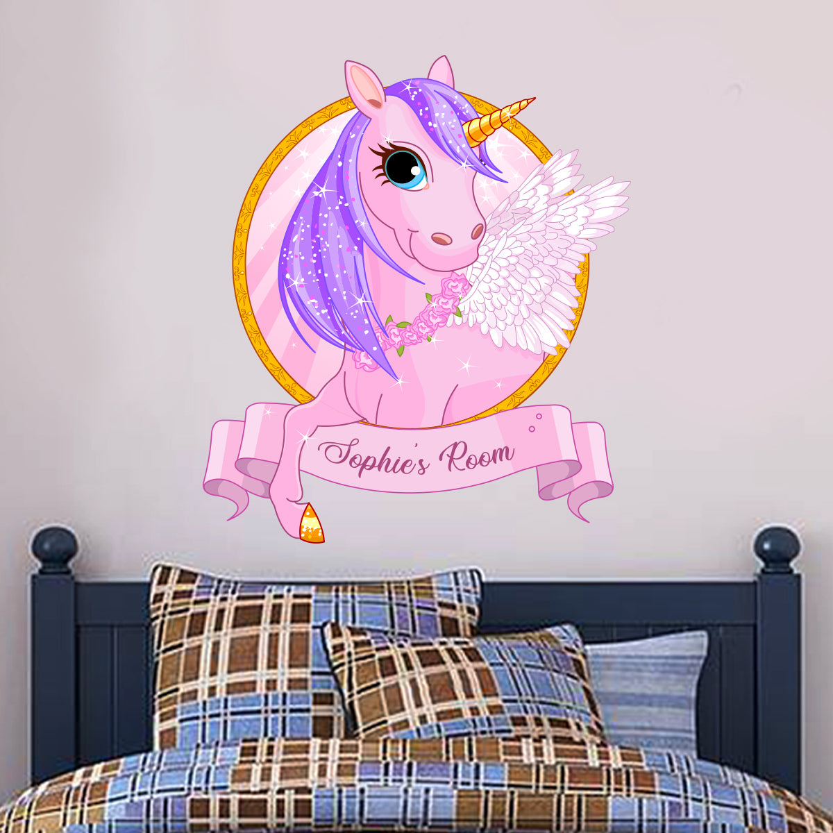 Unicorn Wall Sticker Personalised Name Circle