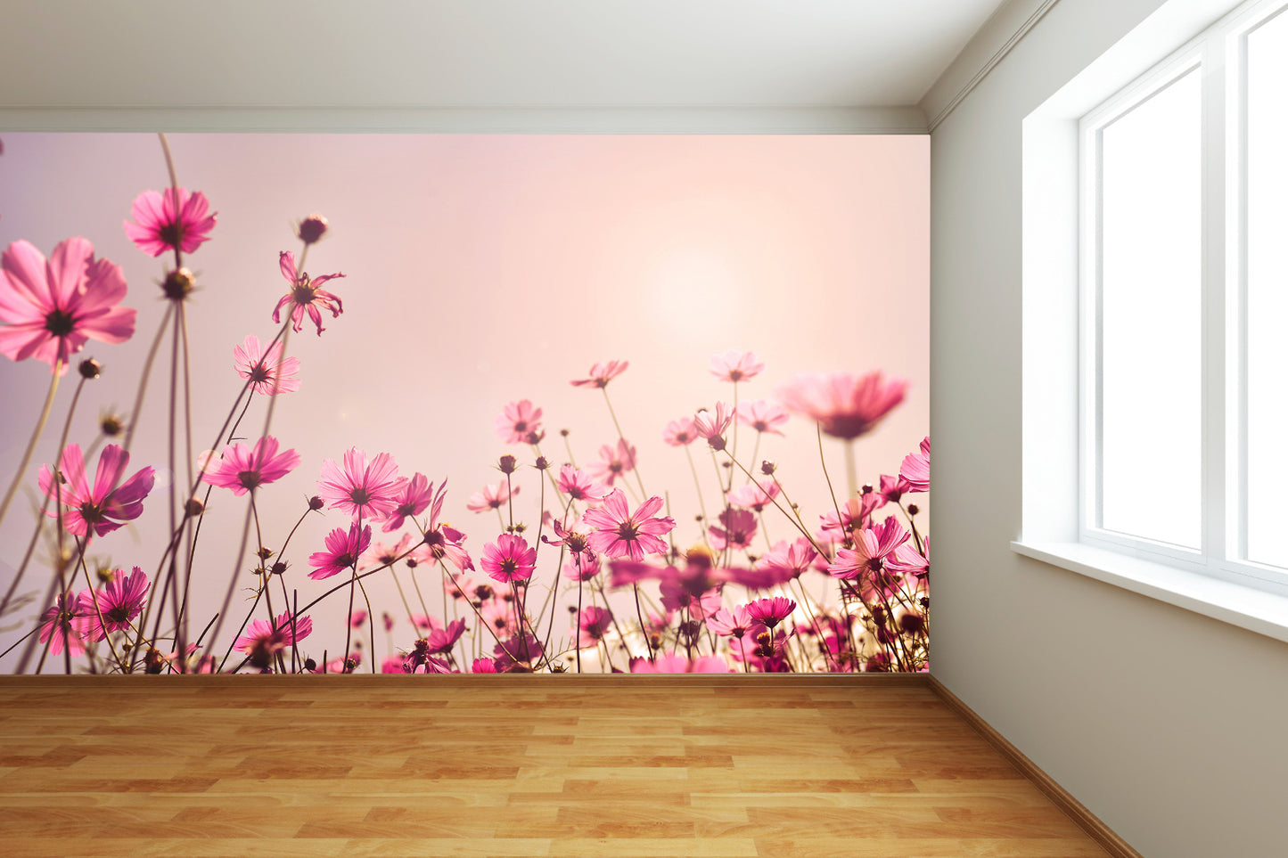 Pink Cosmos Field Wall Mural
