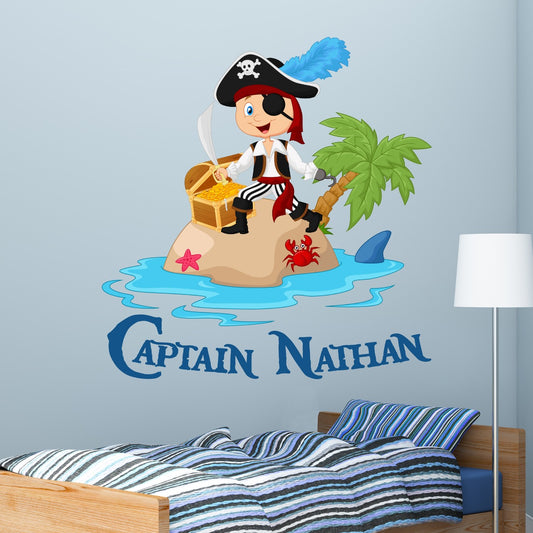 Pirate Wall Sticker Island Personalised Name