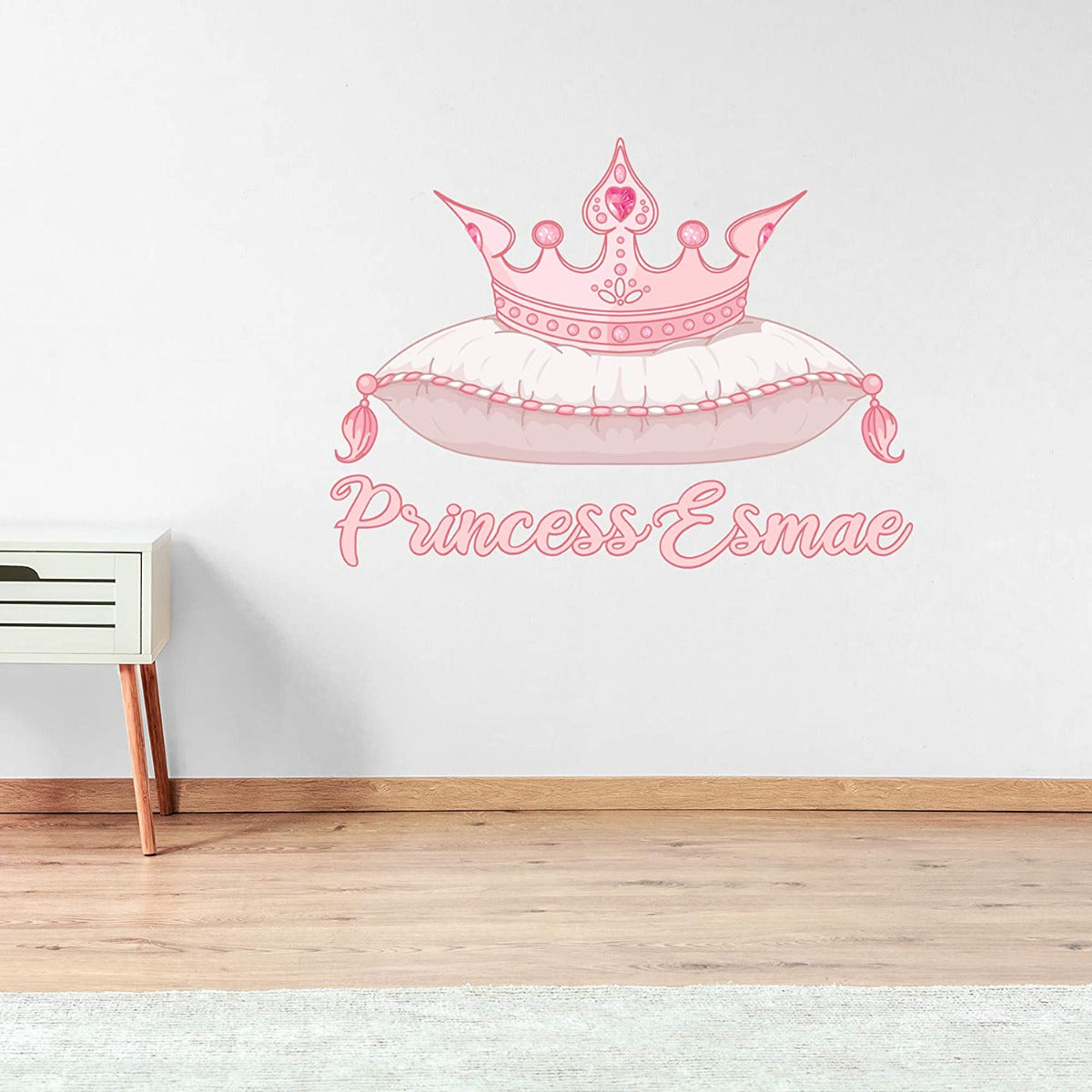 Princess Crown On Pillow Personalised Wall Sticker Bedroom Art Decal ...