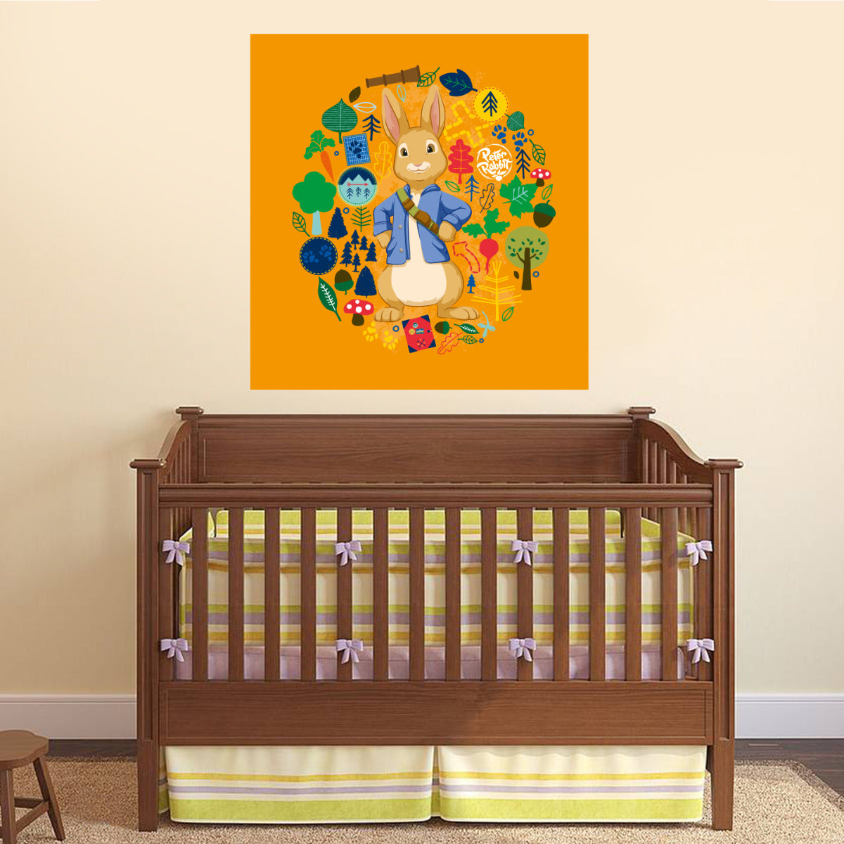 Peter Rabbit Adventure Trail Wreath Wall Sticker Mural