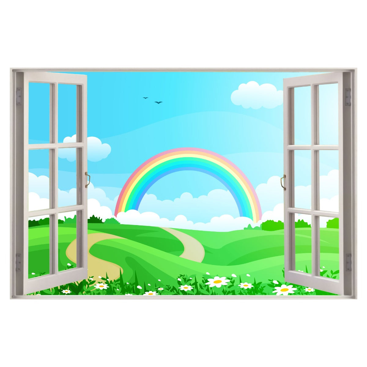Rainbow Wall Sticker - Daisy Meadow Rainbow Window