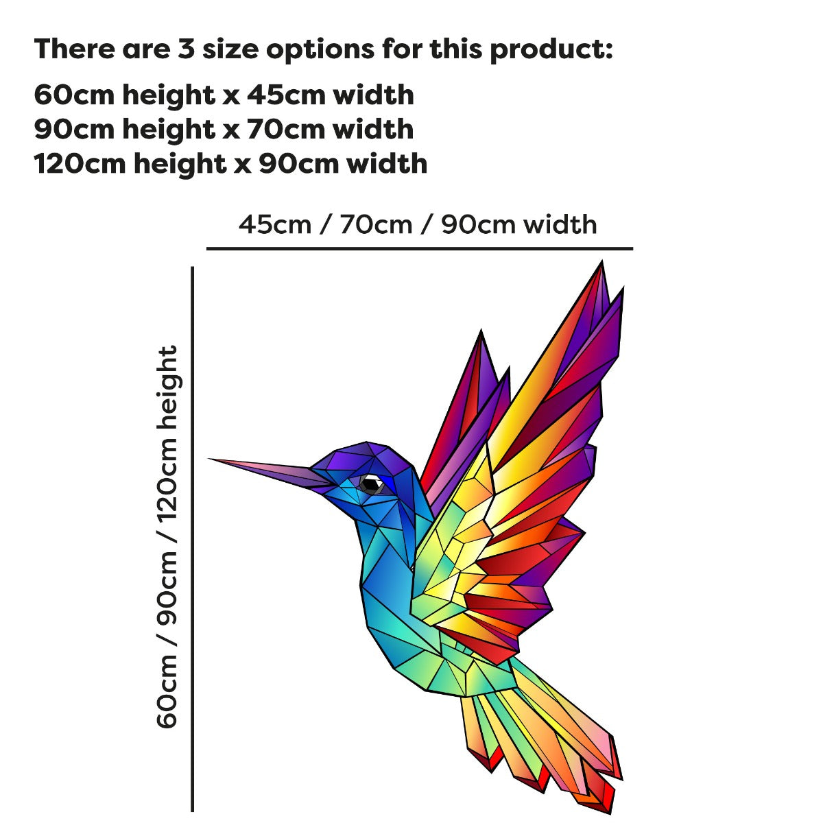 Rainbow Wall Sticker - Rainbow Geometric Hummingbird