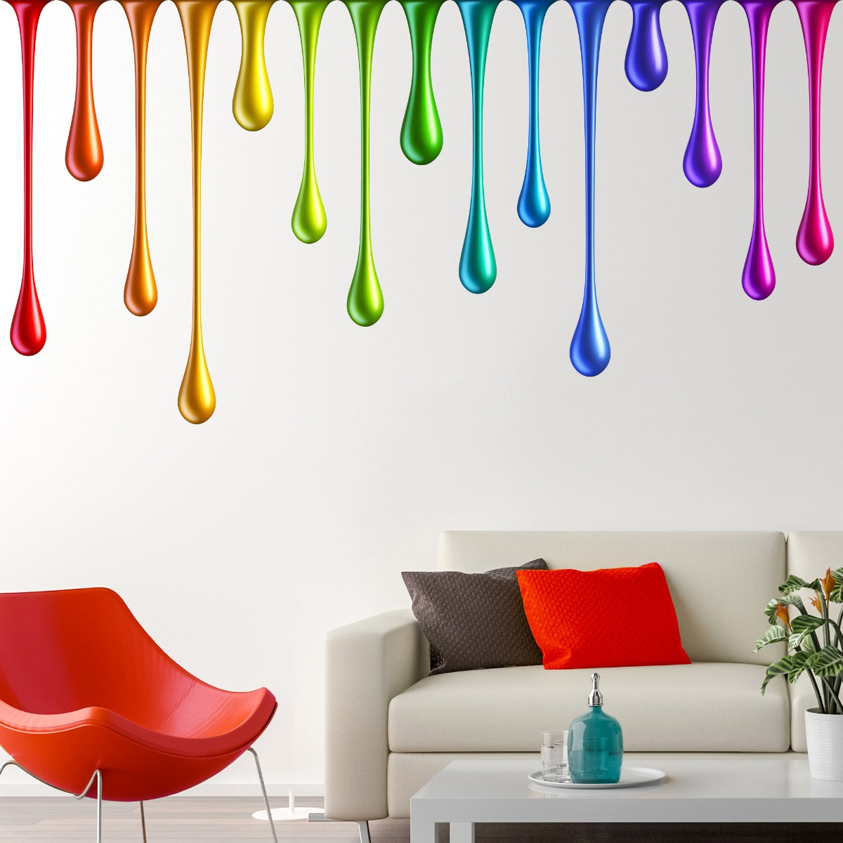 Rainbow Wall Sticker - Rainbow Metallic Drips