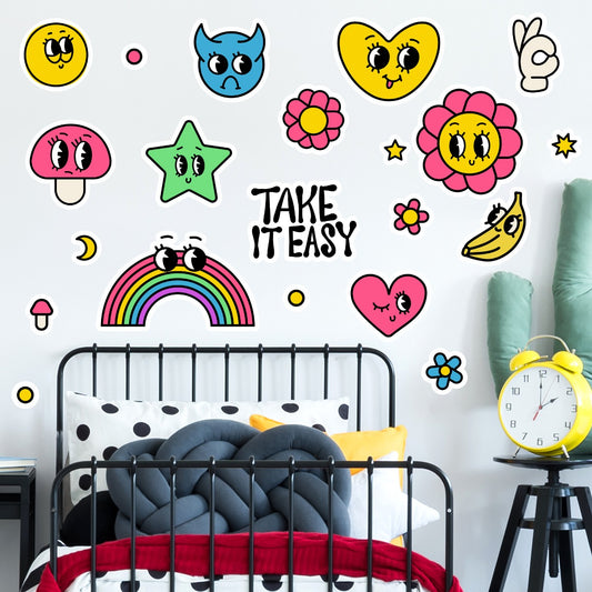 Rainbow Wall Sticker - Retro Mascot
