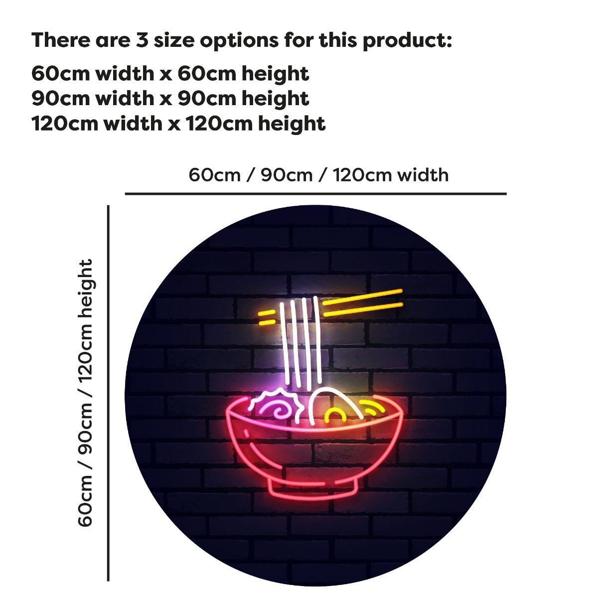 Kitchen Wall Sticker - Ramen Bowl Neon Brick Circle