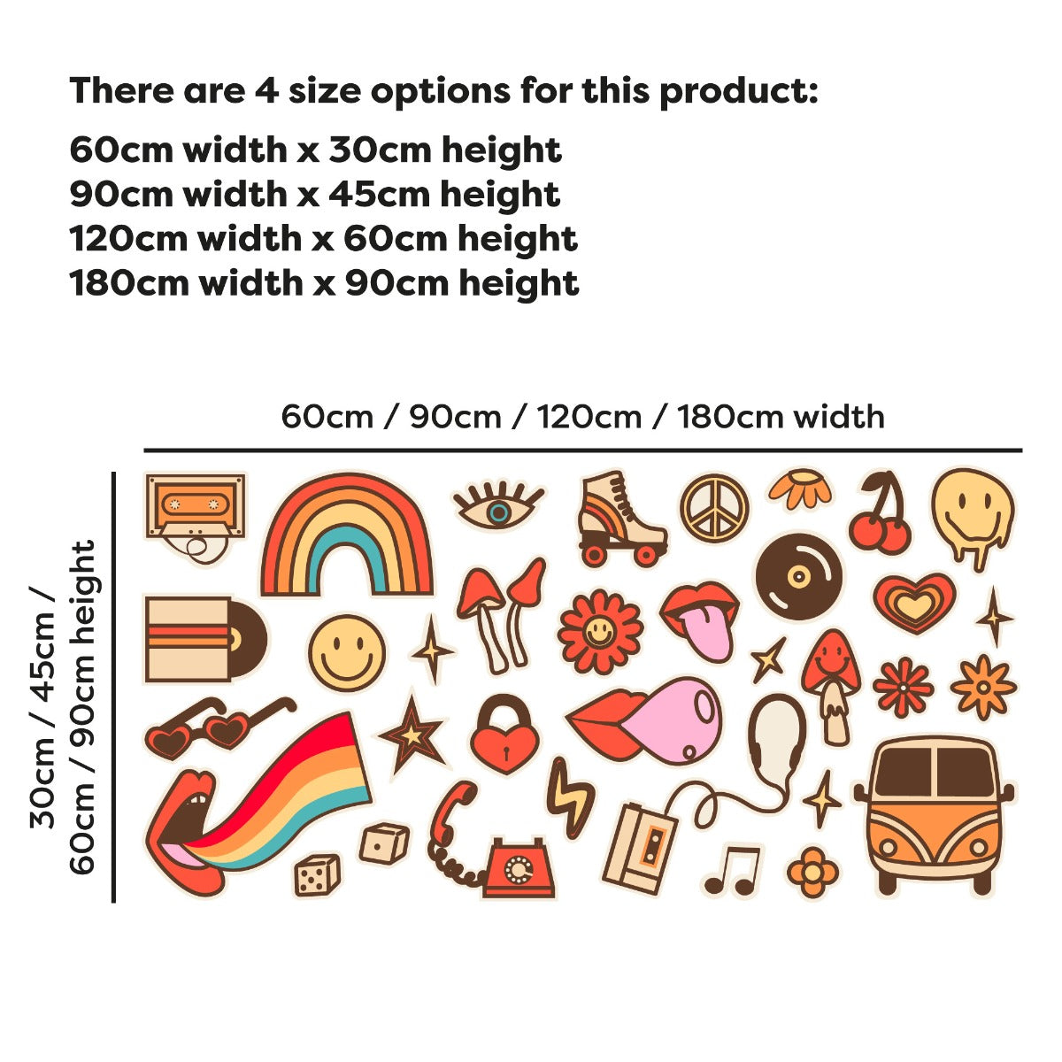 Rainbow Wall Sticker - Retro Rainbow Hippie