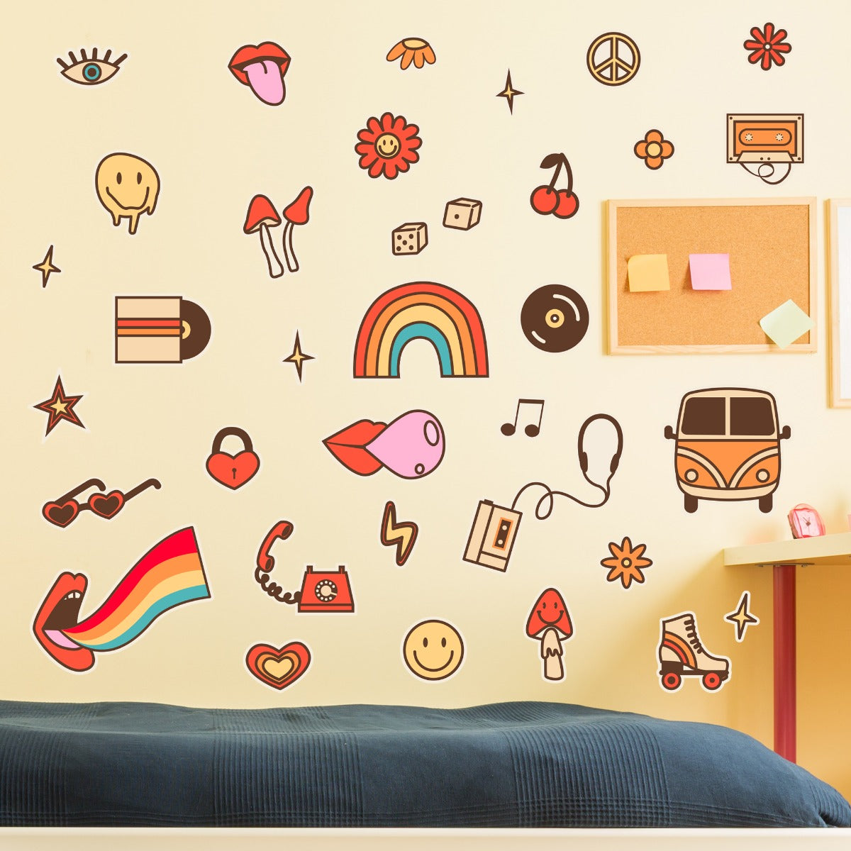 Rainbow Wall Sticker - Retro Rainbow Hippie